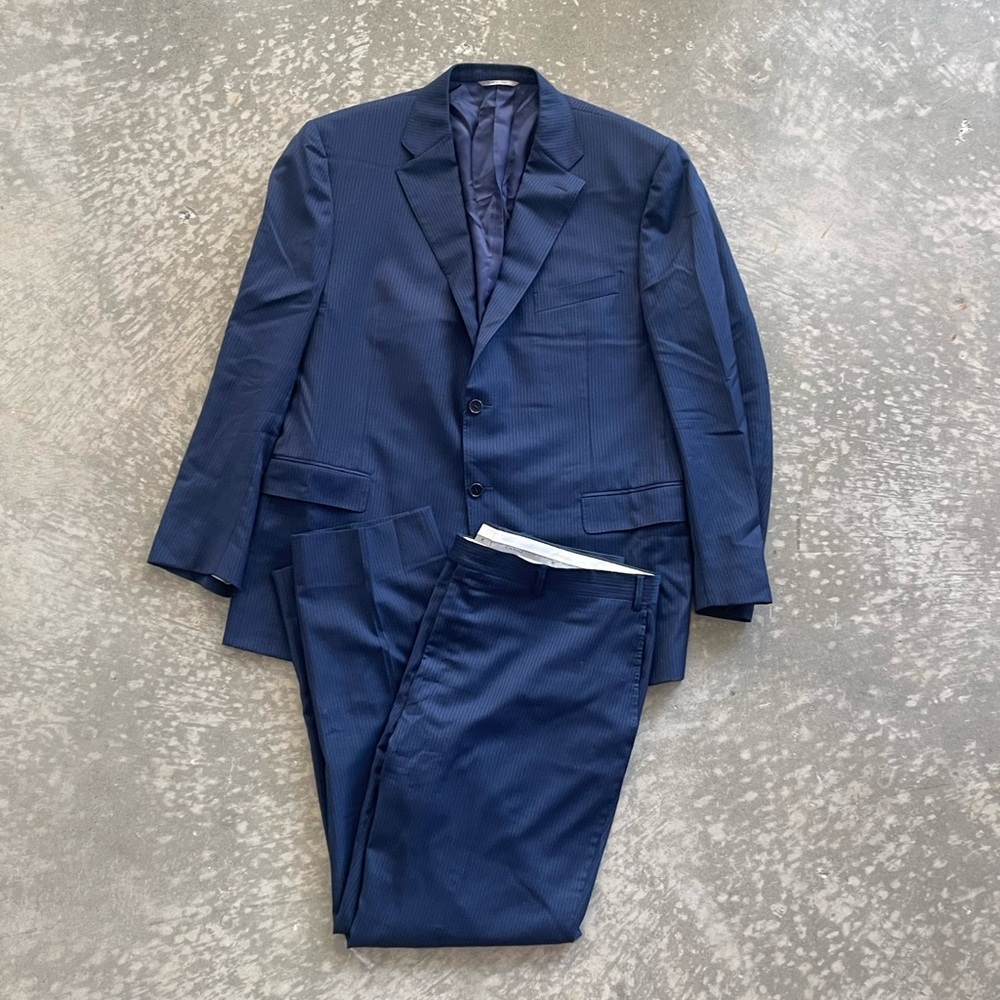 Canali Men’s Tailored Two Piece 100% Wool Suit Blue Made in Italy Size 40 / 58